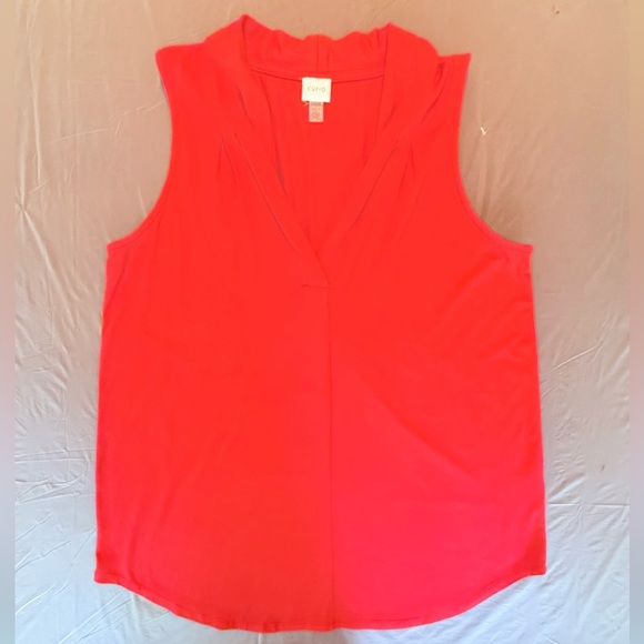 NWOT Cupid Red Sleeveless Blouse with V-Neckline Size XL - Picture 2 of 7